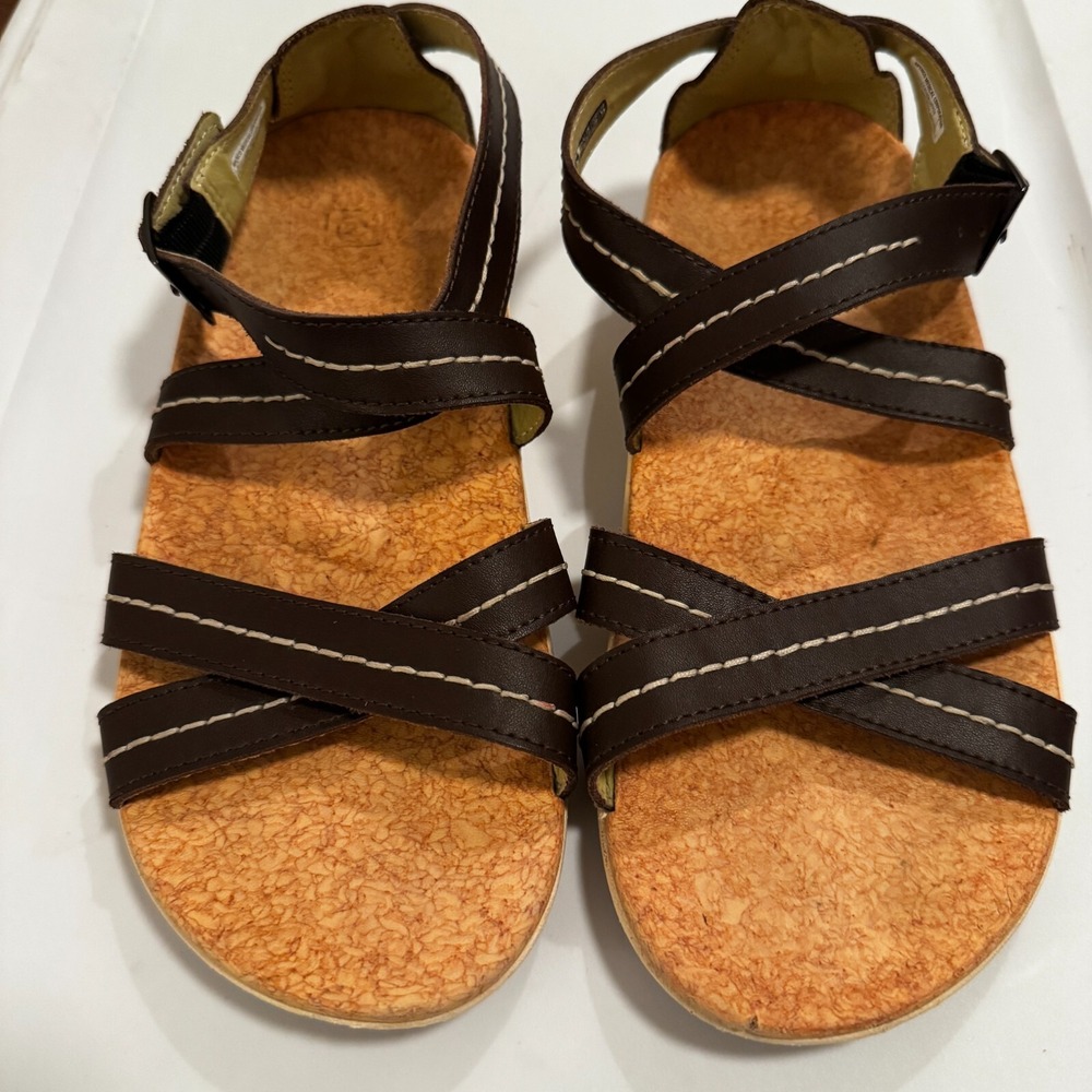 Spenco Womens Ankle Leather Comfort Sandals shoes sz 8 Brown